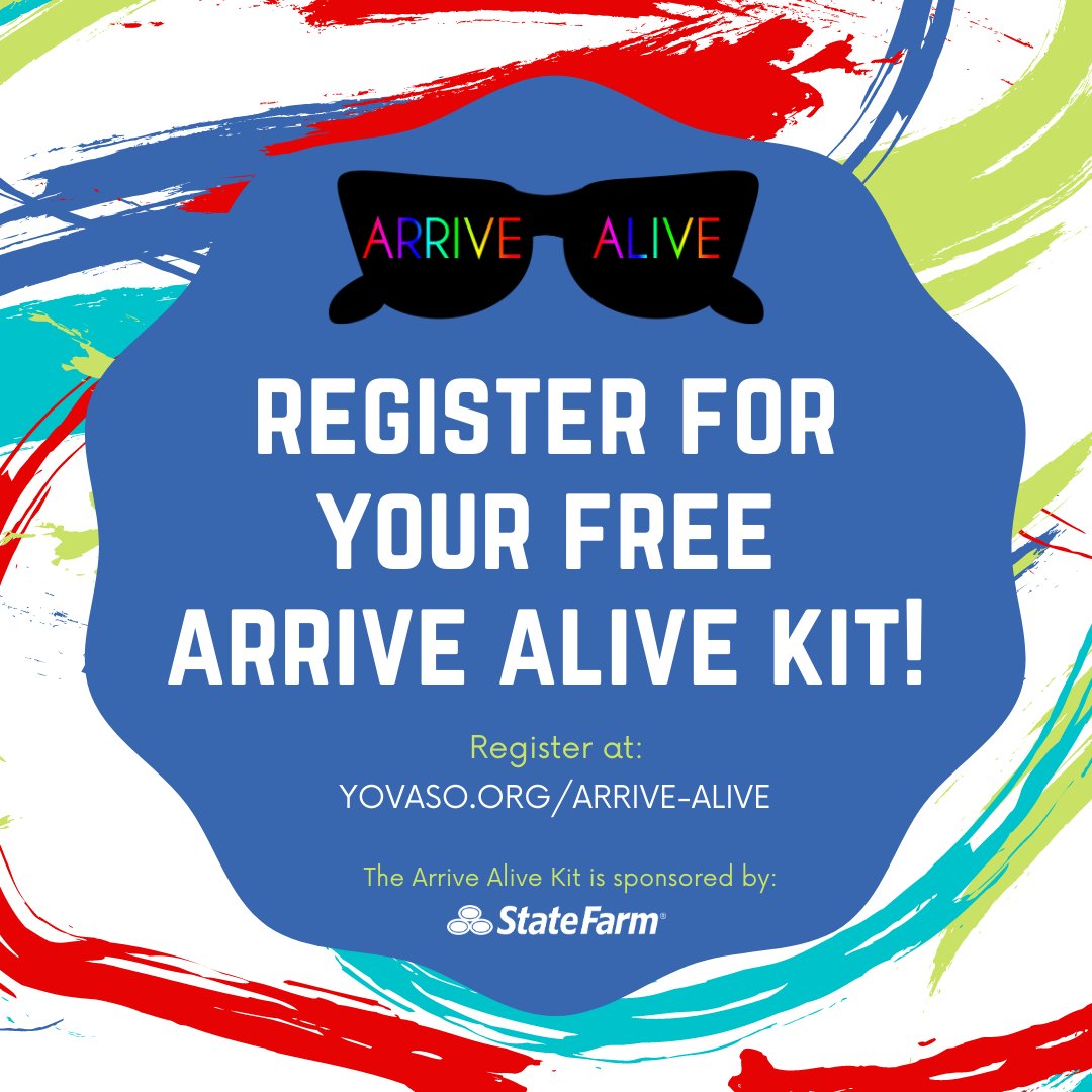 _YOVASO_'s tweet photo. We're still giving away our #ArriveAlive Kit to keep youth and teens safe this summer! Register for a FREE kit here: https://t.co/CHah1kzIgK Thanks to @StateFarm @SF_KateBeadle for sponsoring! #SlowDown #BuckleUp #ArriveAlive https://t.co/CbFwsfYvze