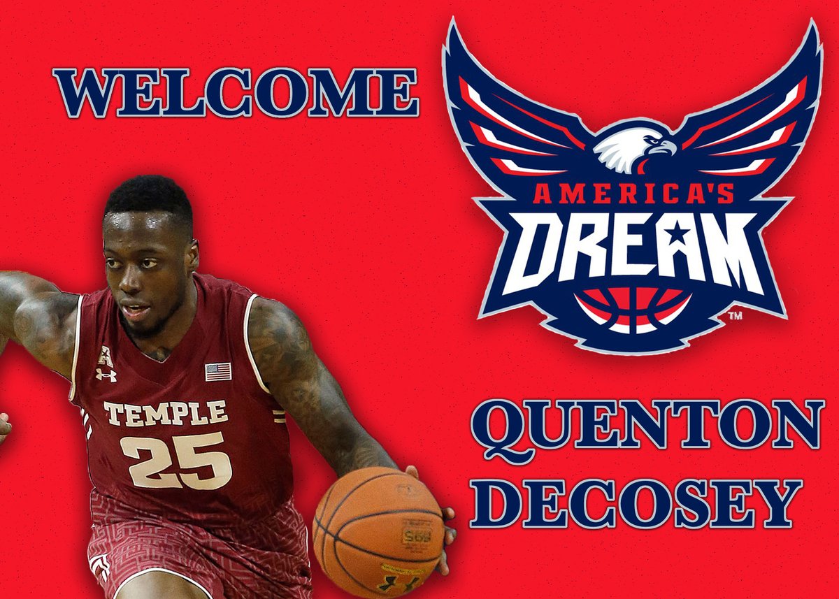 We are excited to welcome Quenton DeCosey (<a href="/TooSmoothQ25/">Quenton DeCosey</a>) to America's Dream! Quenton played for <a href="/TUMBBHoops/">Temple Men's Basketball</a> from 2012 - 2016 scoring over 1500 points over his career. Upon graduating from Temple, Quenton has played both overseas and in the <a href="/nbagleague/">NBA G League</a>. Go ahead follow Quenton!