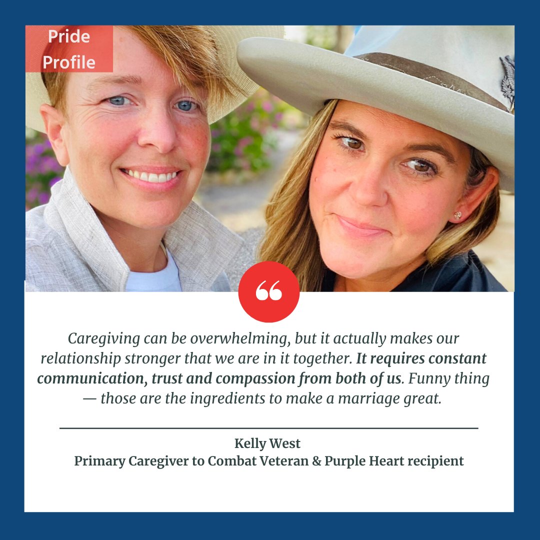 LGBTQ_Military's tweet photo. It's time for another #PrideProfile! Today, we're shining the spotlight on Kelly West, a devoted #spouse and primary #caregiver to a combat #veteran and Purple Heart recipient.
#LGBTQmilitary #Pride2021 https://t.co/R5eTxtLRgv