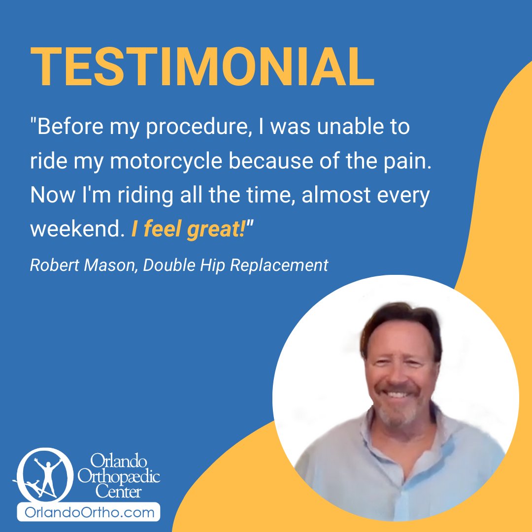 “I feel great,” says Bob after his outpatient anterior double total hip replacement with Dr. Bonenberger “In fact, I wish I had done it sooner.” His story: orlandoortho.com/outpatient-ant…