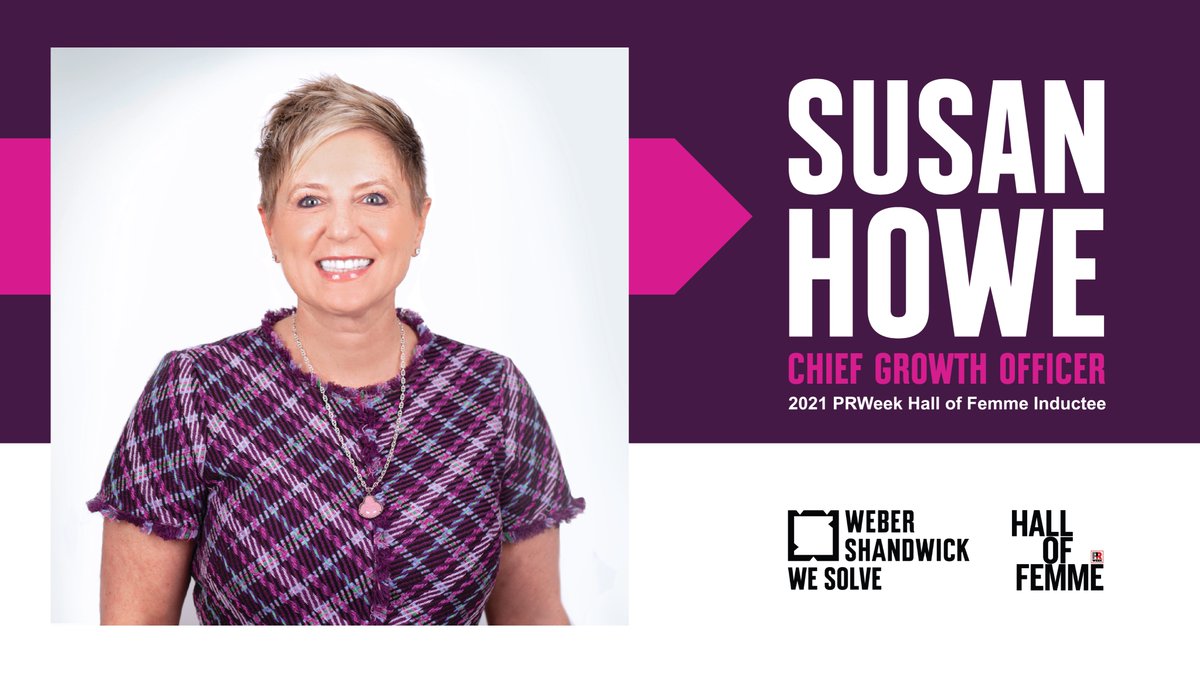 Congratulations to Weber Shandwick Chief Growth Officer Susan Howe on being named to this year’s class of #PRWHallOfFemme! The list honors those who go above and beyond to drive business results and achieve creative excellence. bit.ly/3cd5cfZ