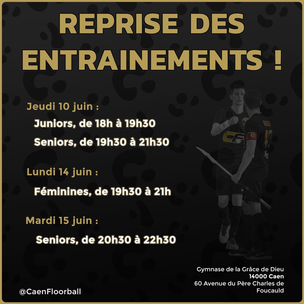 Après les juniors, l'accès au gymnase est dorénavant autorisé pour les équipes séniors dès ce jeudi 10 juin de 19h30 à 21h30 (toujours au gymnase de la Grâce de Dieu) 🖤💛
À très bientôt, sur les terrains 😉💪