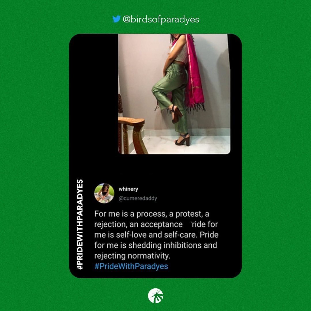 birdsofparadyes's tweet photo. #Pride is not just about finding yourself, but also finding your tribe π
Our whole tribe has made a collective W πͺwith Madras High Court's latest verdict that seeks to provide special guidelines to protect LGBTQIA+ people.ππ
#PrideWithParadyes https://t.co/UypwWJBDb2