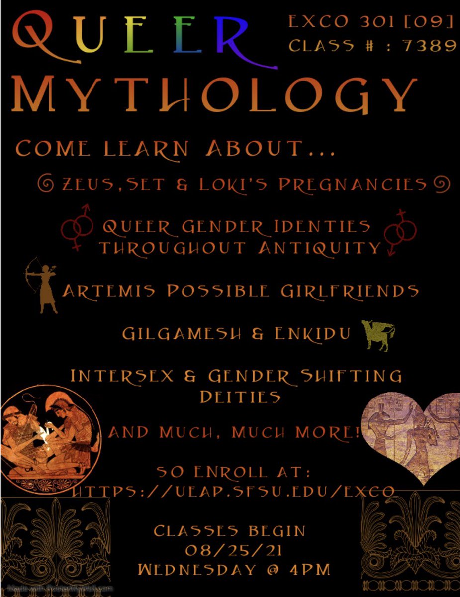 SFStateEXCO's tweet photo. Looking to add extra units to your Fall schedule and get involved in an awesome program? Take a class through ExCo! You can register for classes like Queer Mythology and many more at https://t.co/hcKznGQAKr #sfstateexco #sfstate #sfsu #sfsu21 #sfsu22 #sfsu23 #sfsu24 https://t.co/VuRidR4xim