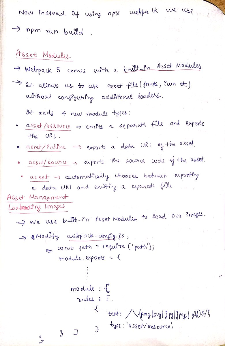 thesavvycoder's tweet image. Finished with #Day8 of #30DaysOfTypeScript Challenge
Another tough day but worth it. ✌️
Topics covered : 
👉 Webpack
👉 Setup & Custom Webpack configuration
👉 Asset Modules
Follow the journey, I share handwritten notes and resources that I refer to.👇👇
github.com/tarunsinghdev/…