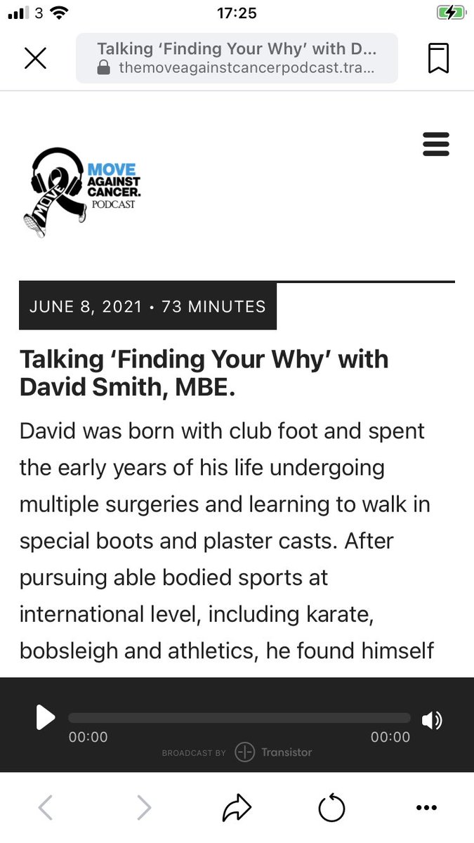 This was one of the most enjoyable conversations I’ve had in a long time. “You get knocked down 7 times, you get up 8”. Anyone who does sport at any level could learn huge amounts from <a href="/DavidSmithMBE/">David Smith MBE</a> . What an absolute privilege to chat to him …oveagainstcancerpodcast.transistor.fm