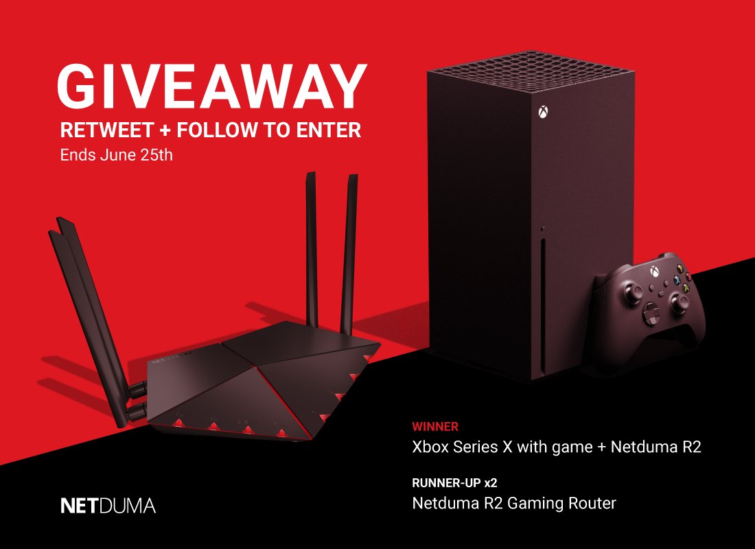 🎁GIVEAWAY🎁

🏆 #Win an Xbox Series X + Netduma R2 🎮
🥈 2 runners-up win a Netduma R2 🔥

To enter:

✅ Like❤️&amp; RT🔁
✅ Follow <a href="/NETDUMA/">NETDUMA</a> 
✅ Tag a friend 

Closing date is June 25th!

#giveaway #getunfair #xbox