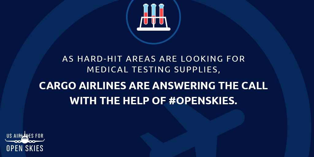 USA4OS's tweet photo. As hard-hit areas are looking for medical testing supplies, cargo airlines are answering the call with the help of #OpenSkies. Learn more at https://t.co/knytEp1OMY https://t.co/mSYuRf1Akk