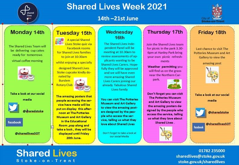 SharedStoke's tweet photo. π€©π€©π€©
Shared Lives Week is nearly here!
πππ
Take a look at the events timetable β¬οΈβ¬οΈβ¬οΈ
ππ
@SharedLivesPlus
#AmazingPeople #AmazingOutcomes
#makingadifference #LearningDisability https://t.co/yIY019fLda