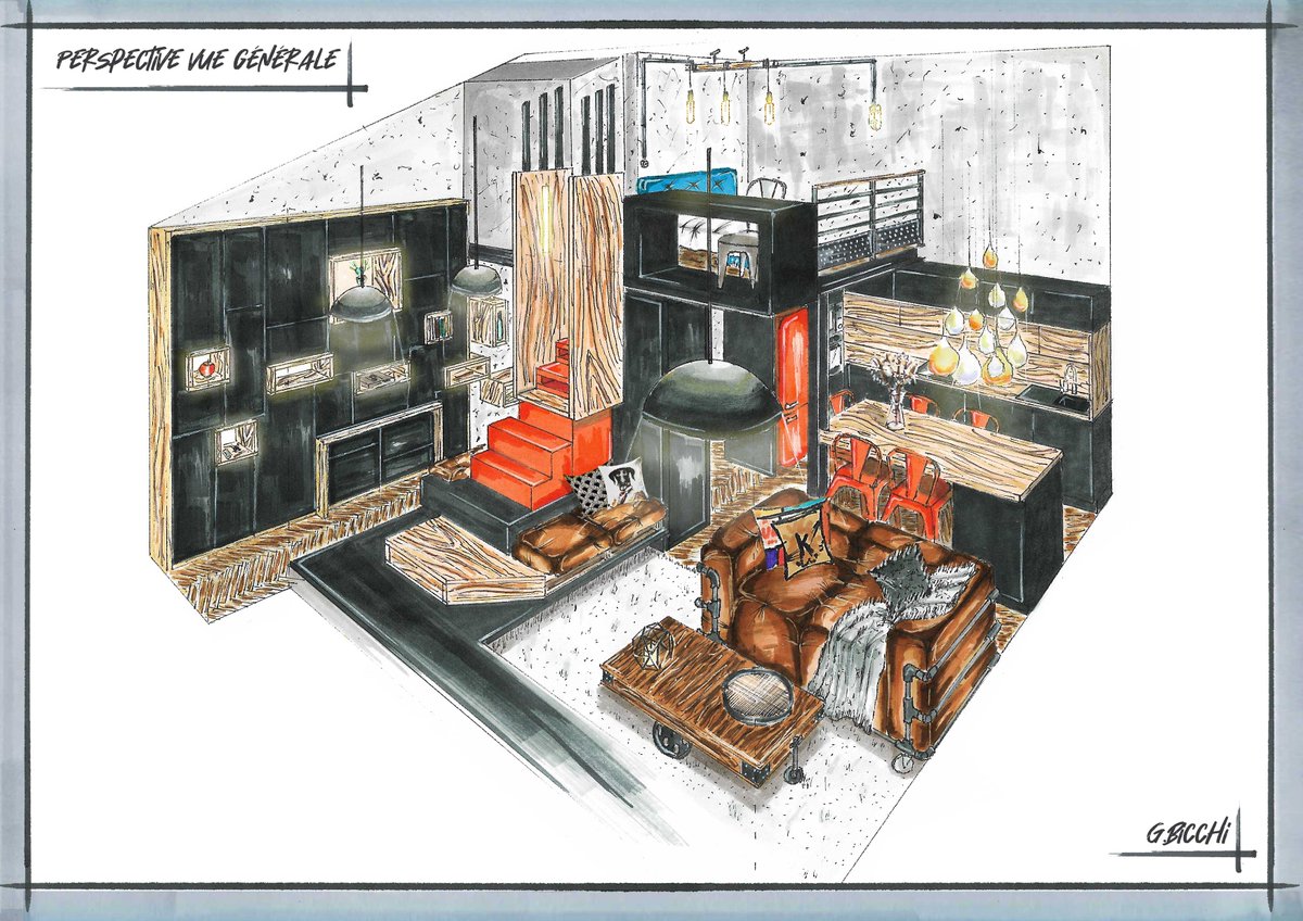 GregDesign33's tweet image. Aménagement d’un Studio avec Mezzanine 53m² - Phase APD

Perspective à la main

#dessinalamain
#deco #decorationinterieur #architecture #agencement #architectureinterieure #decoration #interiordesign #interior #interiorarchitecture #industrielle