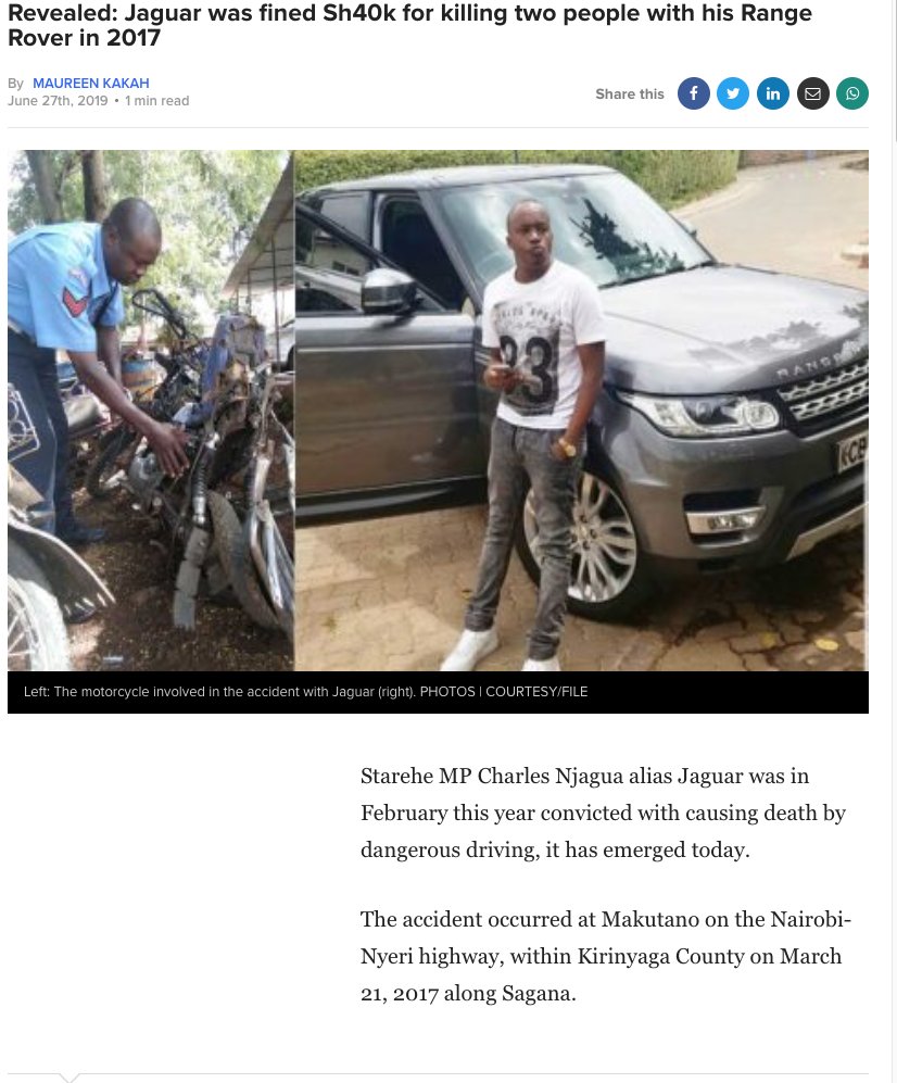 bonifacemwangi's tweet image. Aug. 2015: Drunk driver Ng'ang'a killed Mercy Njeri. ACQUITTED
Feb. 2016: Drunk driver Joel Kibe killed Charles Wachira. ACQUITTED
March 2017: Charles Njagua killed Mugo Mwangi and Joseph Mwangi. FINED 40K
May 2021: Robert Ngugi hit and killed Victor.
Will we get #JusticeforVic?