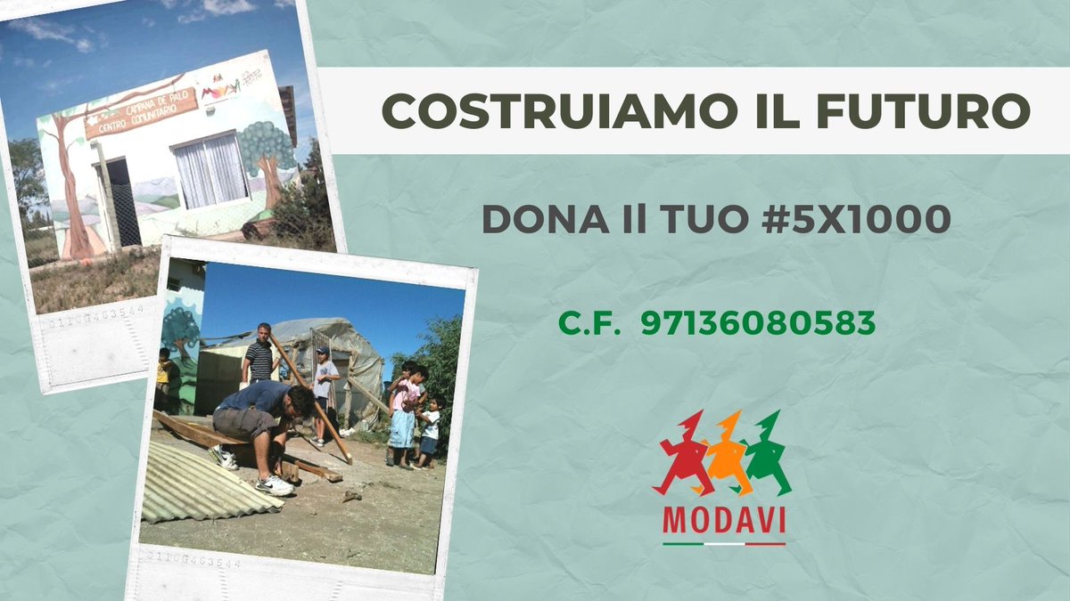 ModaviOnlus's tweet photo. Il MODAVI ONLUS, associazione di promozione sociale attiva sul territorio nazionale dal 1996, continua a credere fortemente alla possibilità di costruire un’Italia migliore, un'Europa più giusta.
Donare il #5x1000 è facile e gratuito.
https://t.co/FkgYcNgt5H
#5xmille #modavi https://t.co/D8uWGCuNXA