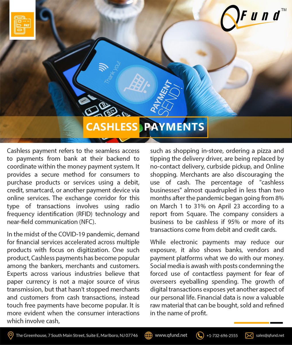 qfunds's tweet photo. Newsletter: Cashless payments have gained popularity due to the COVID pandemic pushing people to go contactless even for the payments. Read about the advantages here.

Learn more about QFund: https://t.co/eyFTm3syiz
#payments #fintech #banking #finance #financialservices #covid https://t.co/h4CEsNQxsw