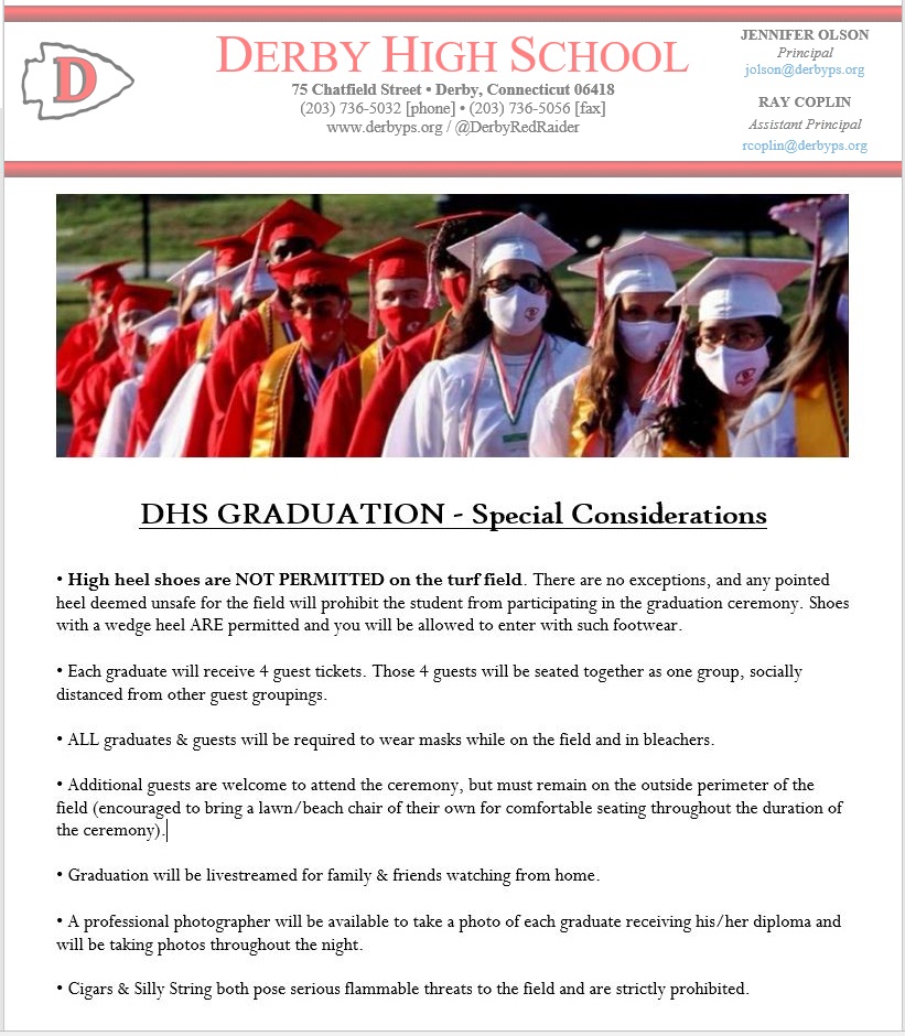 👁️👁️ DHS GRADUATION INFO 👀

Information on rehearsals, guest tickets, special celebrations, &amp; more. All Seniors should be familiar with the schedule of these important dates &amp; times.
<a href="/DerbyRedRaider/">Derby High School</a>