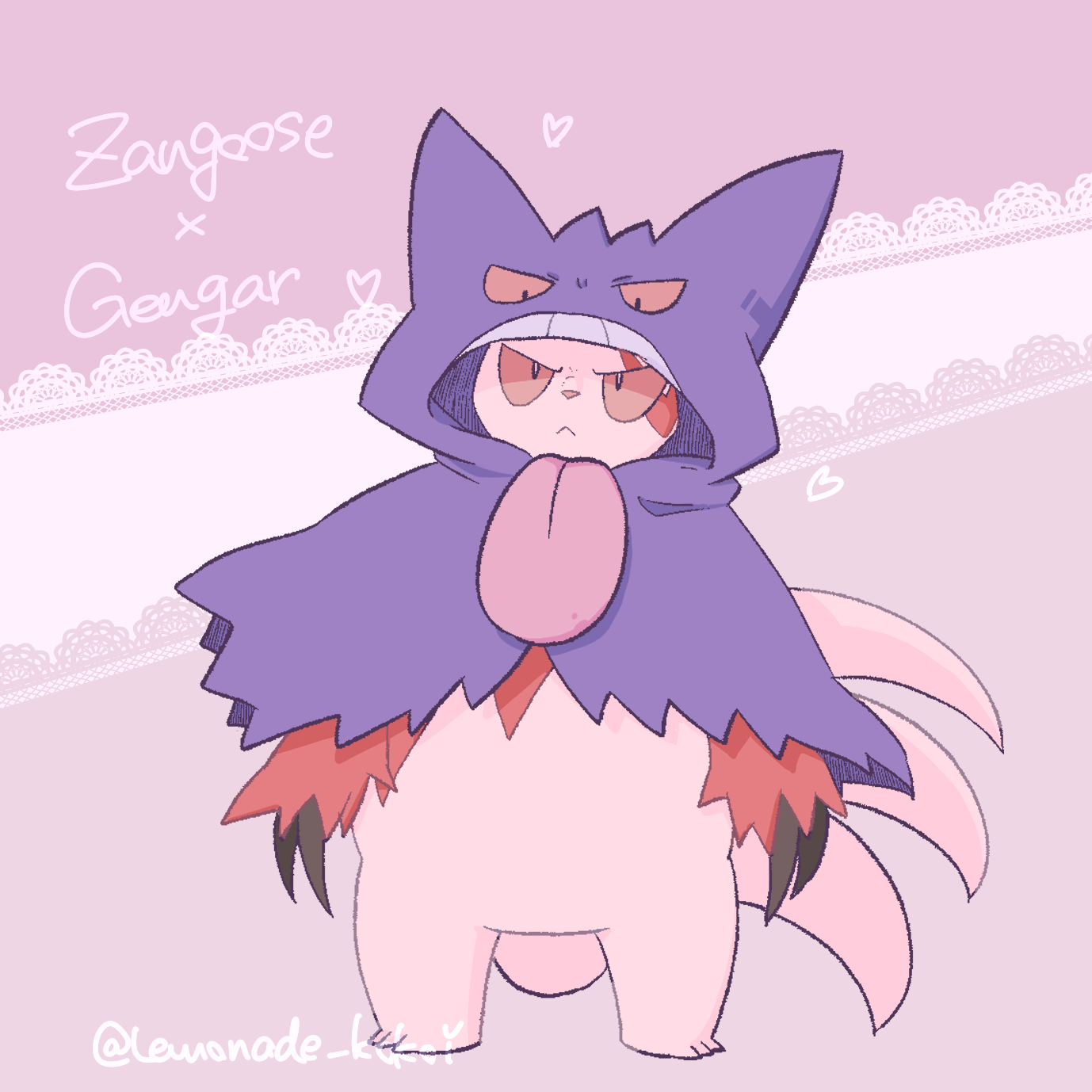 らむね ゲンガーのポンチョを着るザングース ポケモンイラスト T Co Hipam5crtf Twitter