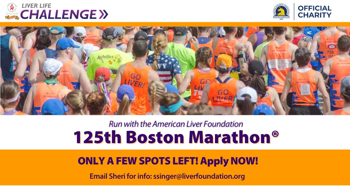 Good news if you're still hoping to run in the 125th Boston Marathon® on October 11th - we've got several openings remaining! Apply to join one of the race's oldest charity race teams today: great cause, great group- contact ssinger@liverfoundation.org for more info! #GoLiver