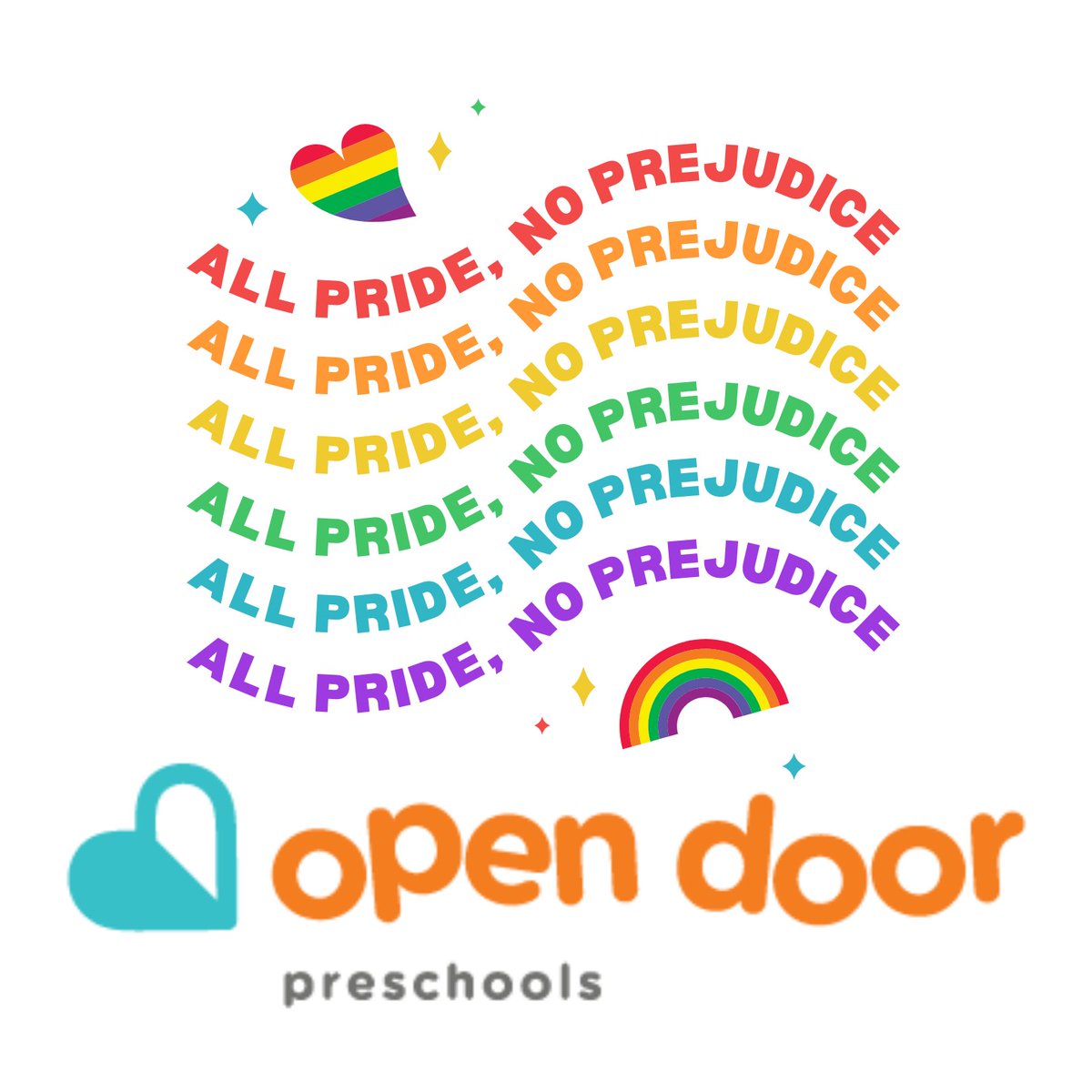 Open_Door_ATX's tweet photo. Happy Pride Month! Open Door is PROUD to be a welcoming community for ALL families and children.  We celebrate each and every little human and their grownups, and are thankful for teachers and staff who show up authentically each day for kids. https://t.co/tjnUSt9TBY