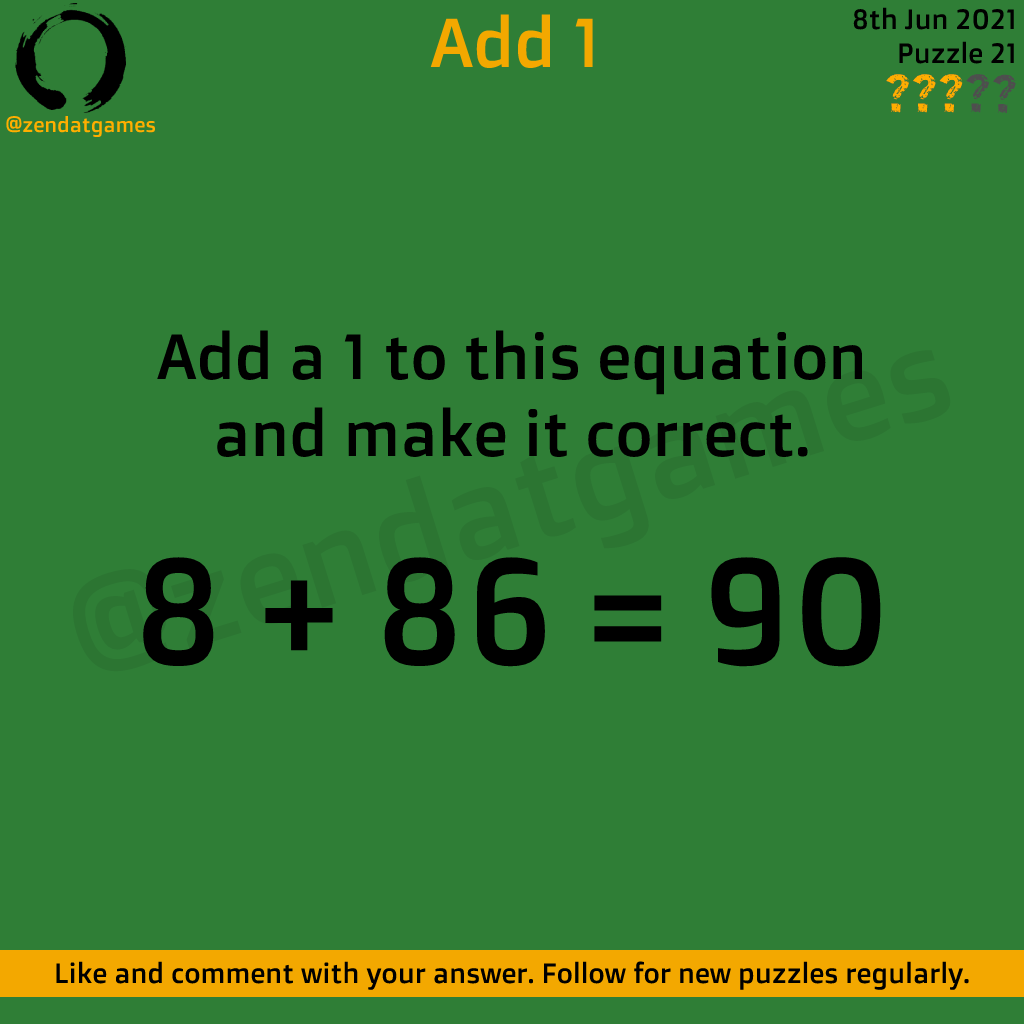 zendatgames's tweet photo. This week's teaser is simple, just add 1. That is all you need to do. But can you do it?

https://t.co/seJbtvdpfy

#puzzle  #escaperoom #vr #gaming #IndieGameDev #indiegame #blog #riddle #puzzlefun #puzzles #logic #iqtest #iq #riddles #indiedev #PlayStation #TuesdayTeaser https://t.co/WNNcQ6tZEU