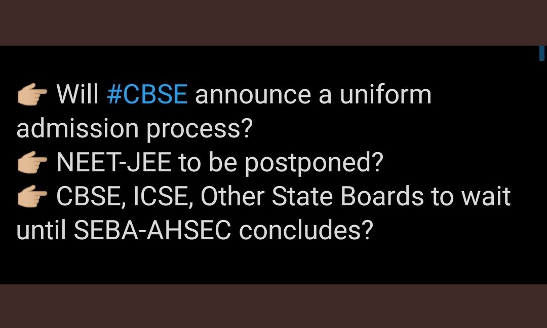 FwilaoNarzary2's tweet photo. Ask these 3 questions to @ranojpegu he will answer "Ami Porikha patime". Sir plz already start making sense before you ruin our lives &amp; career. Now covid is not the only reason to cancel the exams, there are many more! @himantabiswa #CancelAssamBoardExams 
#WakeUpSEBAAHSEC https://t.co/IbeMqfwoef