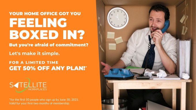 With blazing-fast #WiFi, a variety of #workspace choices, #meetingrooms, and flexible plans, Satellite Workplaces offer everything you need to be #productive now. Outside of the house. But near the house. To learn more or sign up now, contact us at satelliteworkplaces.com/contact