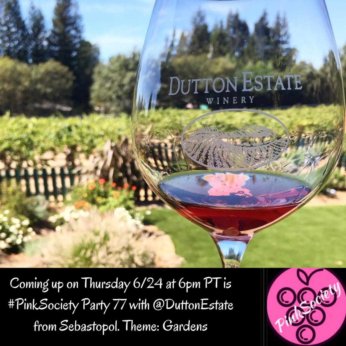 #PinkSociety (@thepinksociety_) on Twitter photo Coming up on Thursday 6/24 at 6pm PT is #PinkSociety Party 77 with <a href="/DuttonEstate/">Dutton Estate Winery</a> from Sebastopol. Theme: Gardens. Send us your GARDEN pics via DM now. See ya then. <a href="/AffirVation/">AffirVation</a> <a href="/jflorez/">Joe Florez</a> <a href="/boozychef/">boozychef</a> @BlogGerrard <a href="/DivaVinophile/">Sharon L</a> <a href="/CorksConcierge/">Corkscrew Concierge</a> <a href="/joneill55/">Jim O'Neill</a> @SwellWines Coming up on Thursday 6/24 at 6pm PT is #PinkSociety Party 77 with <a href="/DuttonEstate/">Dutton Estate Winery</a> from Sebastopol. Theme: Gardens. Send us your GARDEN pics via DM now. See ya then. <a href="/AffirVation/">AffirVation</a> <a href="/jflorez/">Joe Florez</a> <a href="/boozychef/">boozychef</a> @BlogGerrard <a href="/DivaVinophile/">Sharon L</a> <a href="/CorksConcierge/">Corkscrew Concierge</a> <a href="/joneill55/">Jim O'Neill</a> @SwellWines