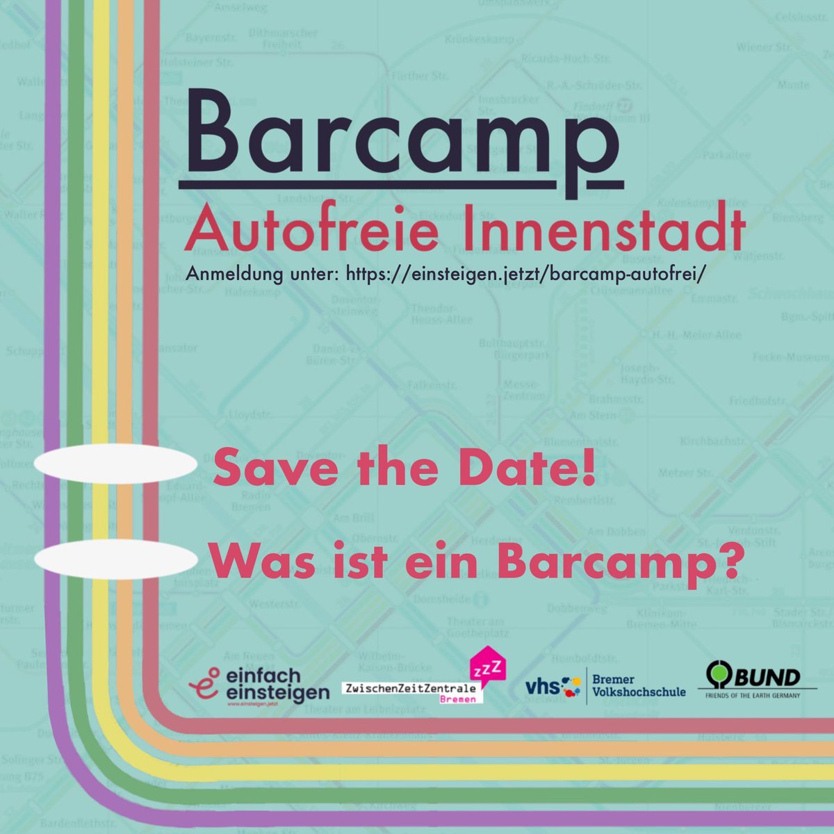 einsteigenjetzt's tweet photo. Bremen wird autofrei - aber wie?!
Melde dich jetzt an! Teile und sage weiter, dass am 26. Juni unser #Barcamp 🔥 #autofreieInnenstadt stattfindet!

Du hast Ideen und möchtest dich austauschen &amp; vernetzen? Hier geht's zur Anmeldung: https://t.co/m1TDxSW3Fg https://t.co/zZUNfHxSFH