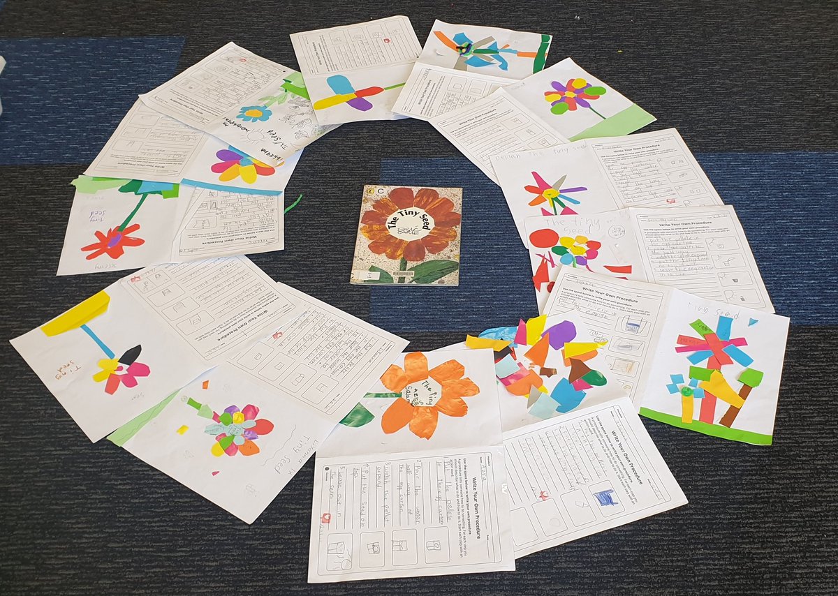 ...we read #Tinyseed by #EricCarle and planted some tiny seeds. We wrote a procedure writing on how to plant a seed. Then, we created the book cover using coloured paper*
#stage1 #year1 #1X #modelledreading #writing #creativearts #learningcentres #learntoread #readtolearn