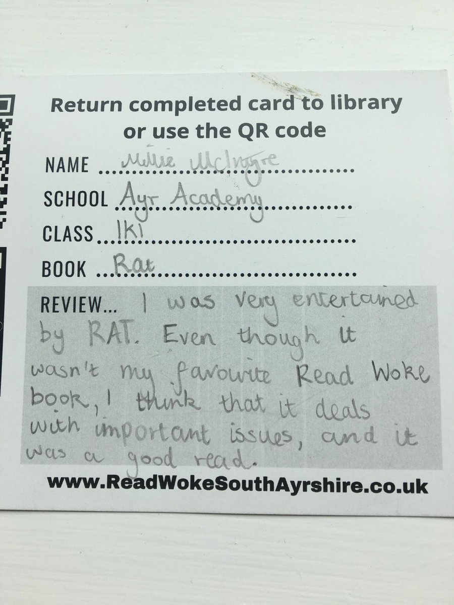 Millie’s fourth book review 👏👏 now the proud owner of her first #ReadWoke badge😁 #ReadWokeScotland ⁦@LawrencePatrice⁩