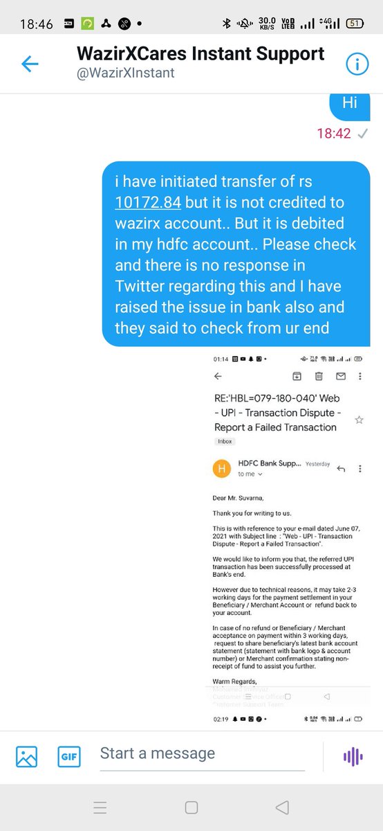 shael28's tweet photo. @WazirXInstant @WazirXCares Sent dm in all 3 support waiting to find answer now https://t.co/5E7c3Y5Lfy