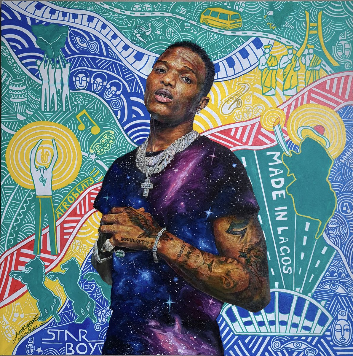 Amosxeasy's tweet photo. A Traditional painting documentation of @wizkidayo Made In Lagos and his Artistry.
Oil and acrylic on 36 * 36 inches

WizkidFc can y'all show me some love? KINDLY RETWEET! https://t.co/8K3a2Myi1S