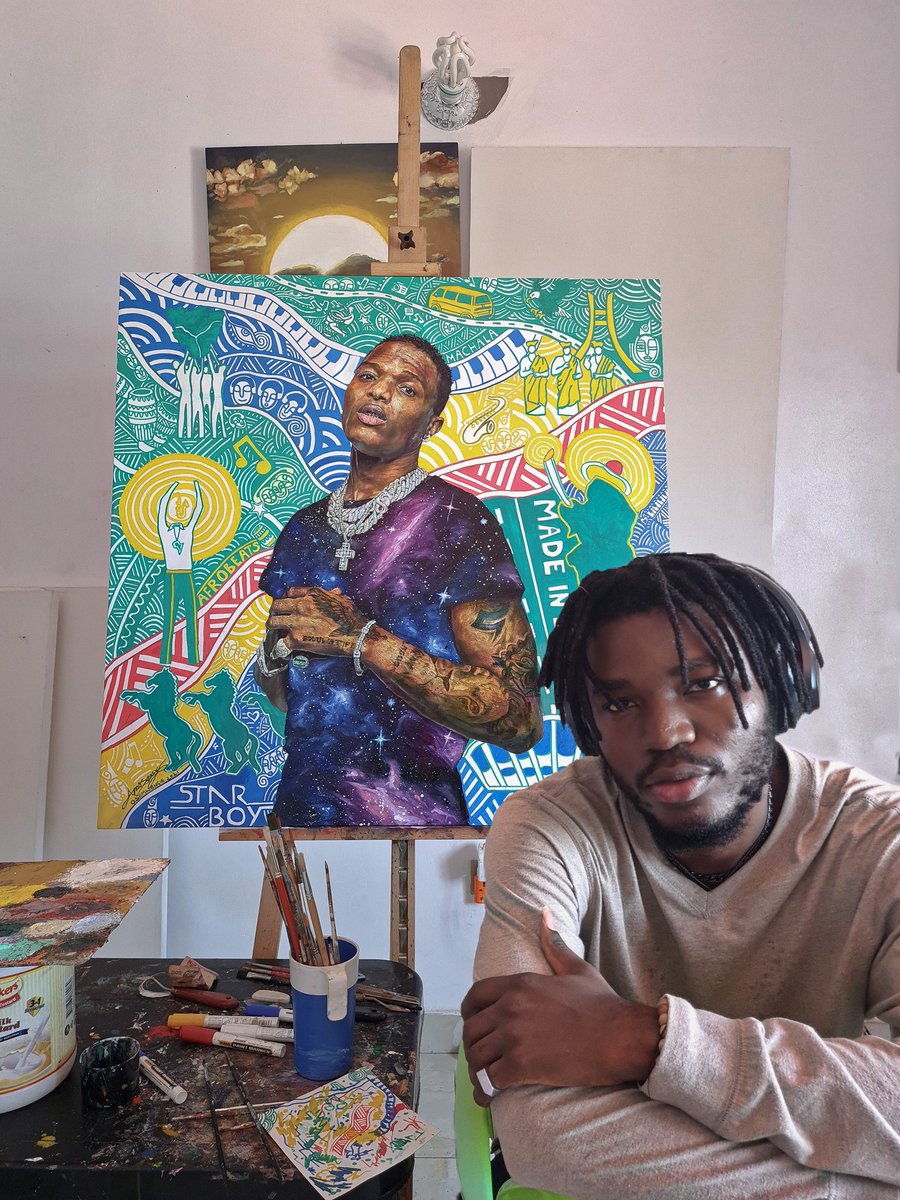 Amosxeasy's tweet photo. A Traditional painting documentation of @wizkidayo Made In Lagos and his Artistry.
Oil and acrylic on 36 * 36 inches

WizkidFc can y'all show me some love? KINDLY RETWEET! https://t.co/8K3a2Myi1S
