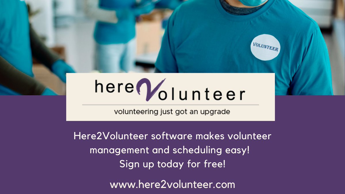 Here2V's tweet photo. Streamline your #volunteermanagement tasks, simplify #scheduling, #automate shift check-in/out and even create reports to send to stakeholders.   Here2Volunteer has all the management tools you need, plus a few extras!  
Join today for free by visiting https://t.co/BuKmxlF7um https://t.co/yC3dqtm1Lk