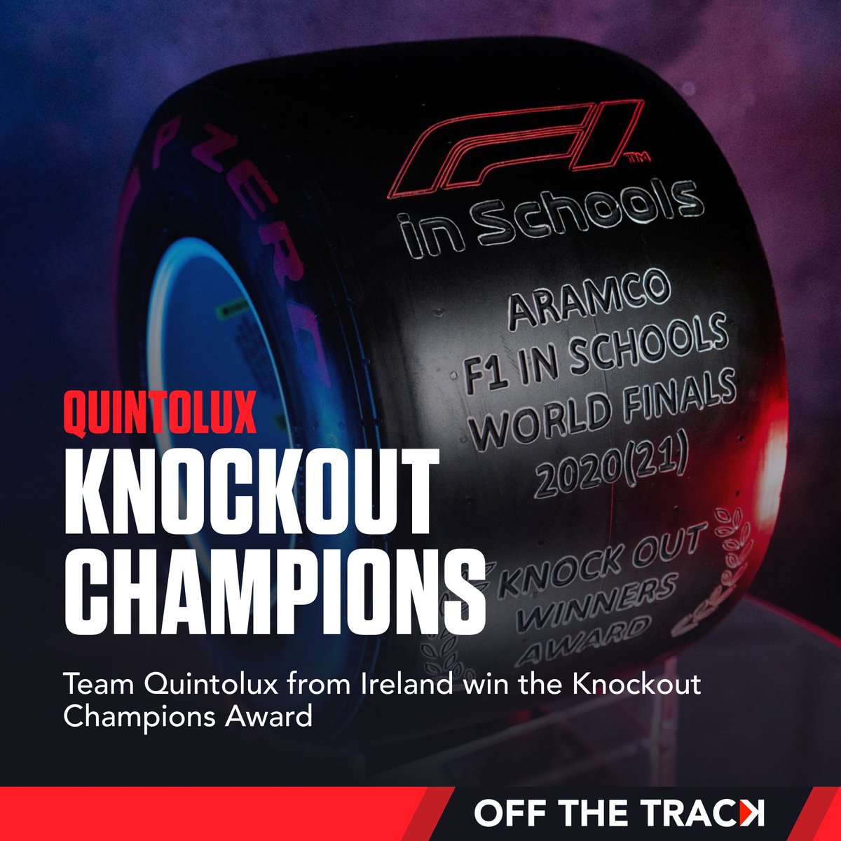 Quintolux from Ireland win the Knockout Champions Award

<a href="/quintolux/">Quintolux</a> #F1SWF #F1inSchools <a href="/F1inSchoolsIRL/">F1 in Schools Ireland</a>