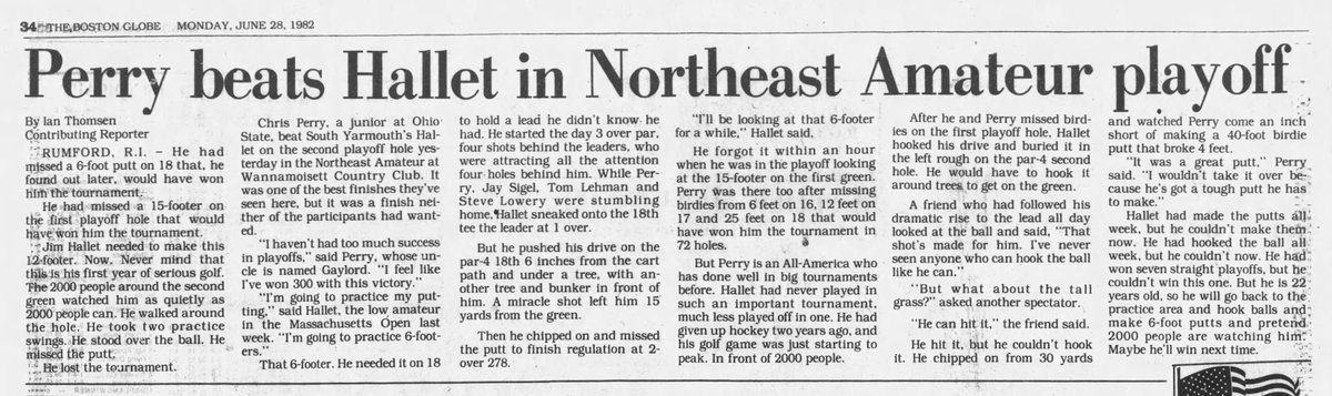 Ian Thomsen (@ianthomsen) on Twitter photo In celebration of <a href="/NortheastAm/">Northeast Amateur</a> Media Day I dredge up my 1st <a href="/BostonGlobe/">The Boston Globe</a> assignment as a college intern in 1982: Chris Perry beat Jim Hallet in a playoff. The 59th <a href="/NortheastAm/">Northeast Amateur</a> opens June 23. In celebration of <a href="/NortheastAm/">Northeast Amateur</a> Media Day I dredge up my 1st <a href="/BostonGlobe/">The Boston Globe</a> assignment as a college intern in 1982: Chris Perry beat Jim Hallet in a playoff. The 59th <a href="/NortheastAm/">Northeast Amateur</a> opens June 23.