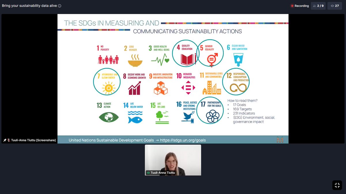 How to use #technology in monitoring the progress towards #SDGs? Organizations and businesses need to know their data and display it in a transparent manner, said Tuuli-Anna Tiuttu @sdg_monitor in the Women Tech Global Conference 2021 #WTGC2021