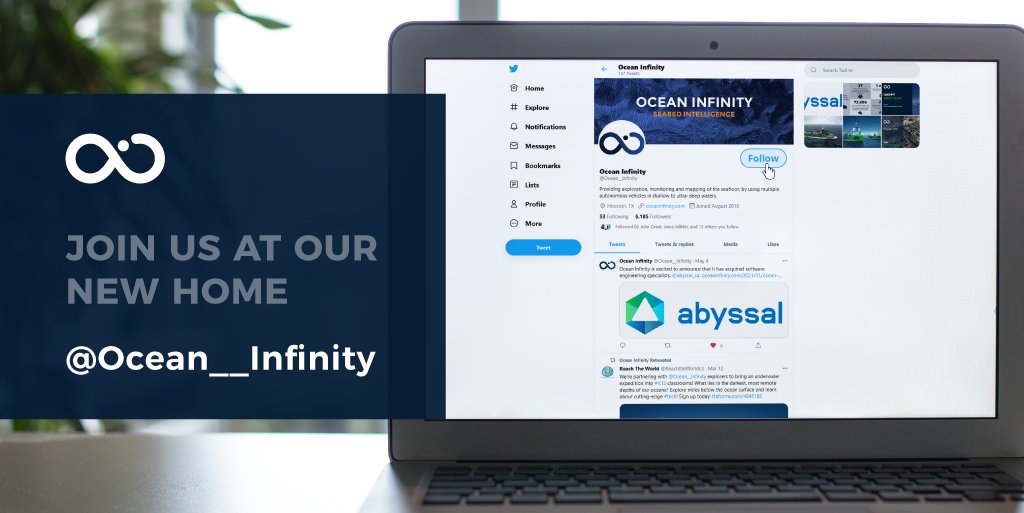 Abyssal SA (@abyssal_sa) on Twitter photo Have you joined us at our new Twitter home, already?
We are waiting for you at <a href="/Ocean__Infinity/">Ocean Infinity</a>.
#abyssal #oceaninfinity #technology Have you joined us at our new Twitter home, already?
We are waiting for you at <a href="/Ocean__Infinity/">Ocean Infinity</a>.
#abyssal #oceaninfinity #technology