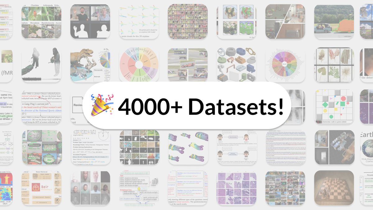 🎉 We've just crossed 4000 Datasets! 🎉

A huge thanks to the community for their ongoing contributions.

Since launch:
🆕 1000+ new datasets added
🔗 Dataset links now show on arXiv
👩‍💻 Dataset loaders

Browse full catalogue here: paperswithcode.com/datasets