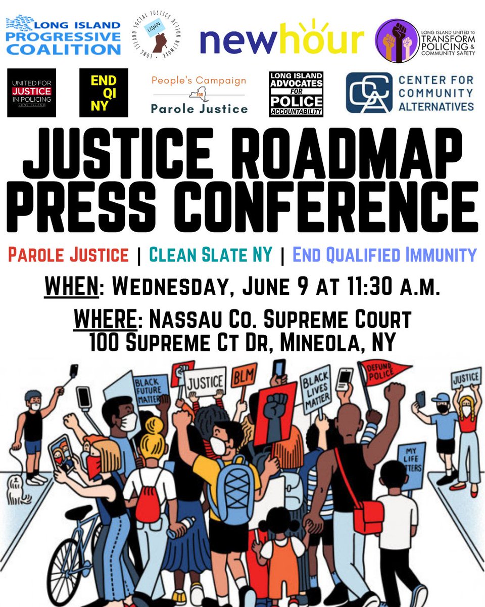 LIProgress's tweet photo. Join us tomorrow in Mineola to call for the passage of long overdue criminal justice legislation in Albany!
#CleanSlateNY
#EndQualifiedImmunity
#ParoleJusticeNY
#JusticeRoadmap https://t.co/24Khm49sTL