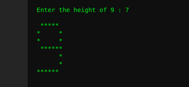 msgeekytaurus's tweet image. Day 61: Daily-Pattern Challenge
#100daysOfCode #WomenWhoCode #womenintech
Build your looping logic with this fun challenge by solving this pattern with your preferable languages👍

Today&apos;s Pattern👇 Digit #9