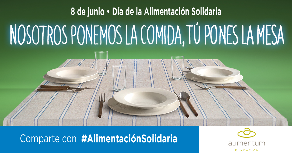 Nos unimos con la Fundación Alimentum y <a href="/fesbal_org/">Federación Española de Bancos de Alimentos-FESBAL</a> para repartir toneladas de alimentos entre quienes más lo necesitan. Comparte la imagen con el hashtag #AlimentaciónSolidaria. Cuanto mas se comparta, a más personas estarás ayudando. Nosotros ponemos la comida, tú pones la mesa