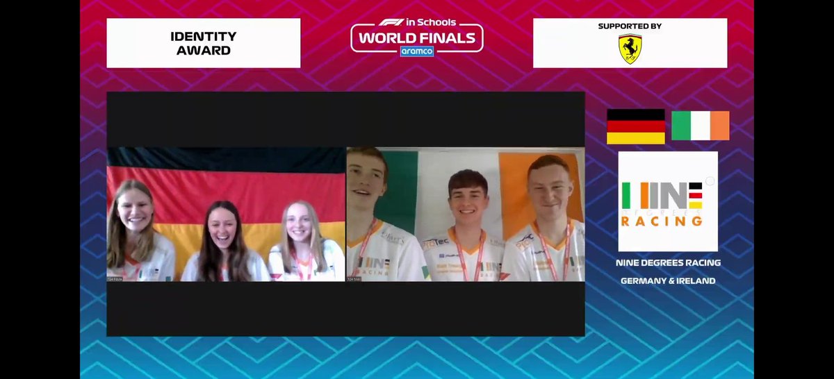 F1inSchoolsIRL's tweet photo. BEST TEAM IDENTITY🇮🇪🇩🇪

Well done @ninedegreesrac1, what an achievement! To overcome all obstacles and create an effective team brand. Thoroughly deserved for all your hard work🏁 https://t.co/PZYusCurxt