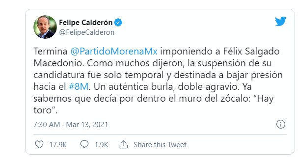 capitalunomx's tweet photo. @bereaguilarv Reminder: Tu preferido protestó por Macedonio pero no celebró a Quadri. Una prueba más de que uds sólo usan el #feminismo para atacar políticamente cuando les conviene. https://t.co/YHPVJrFgQO