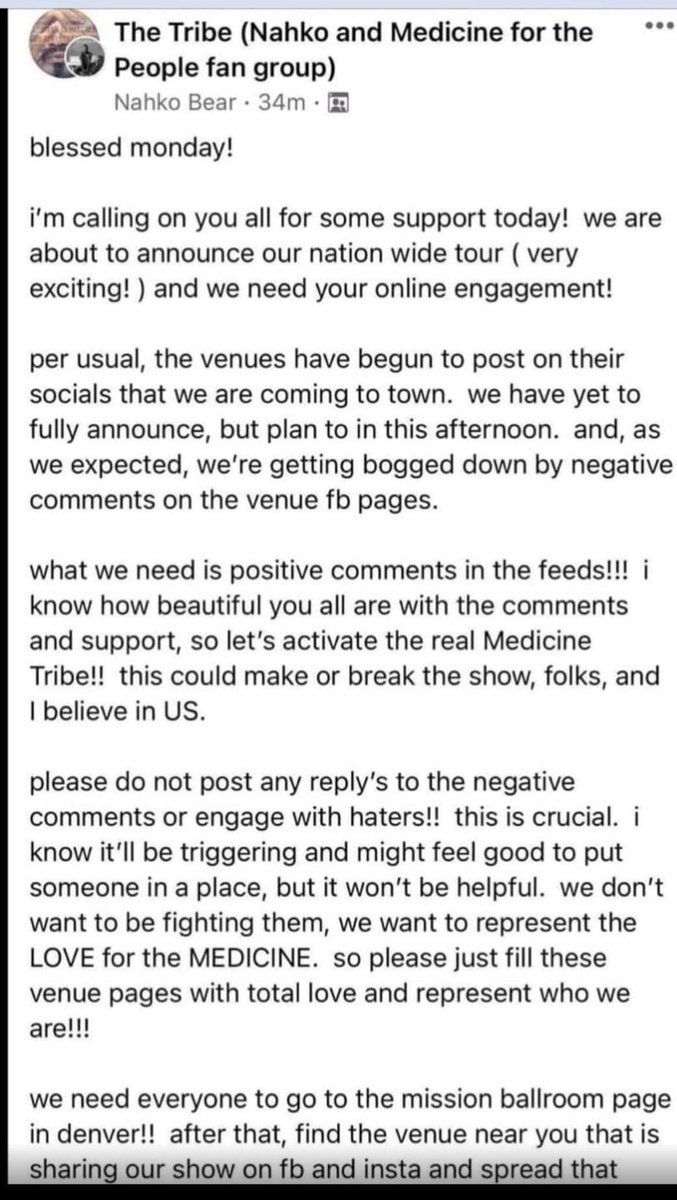 sistinechaebol's tweet image. the jamband adjacent namaste band leader ‘Nahko Bear’ who got cancelled for sex predation is telling his remaining fans to become his #DigitalArmy to grease up the socials for his upcoming tour announcement lmao