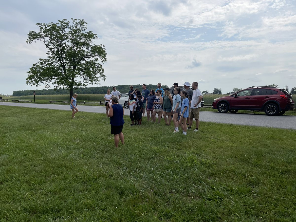 Social studies dept AIS In Gettysburg. We have a great guide on a beautiful day learning about Civil War history