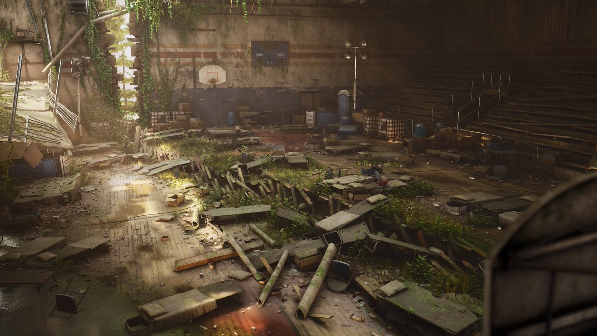 maartenjhof's tweet photo. I finished my Abandoned Basketball Court environment in #UE4!
This is my entry for the #leartesdekogonchallenge and I'm very happy with the result! :D
Check my Artstation for more high-res screenshots: https://t.co/4D7CJYiKTm
Also on the #UE4 marketplace:
https://t.co/GGRlgVkvkC https://t.co/UgLlLuPQLG