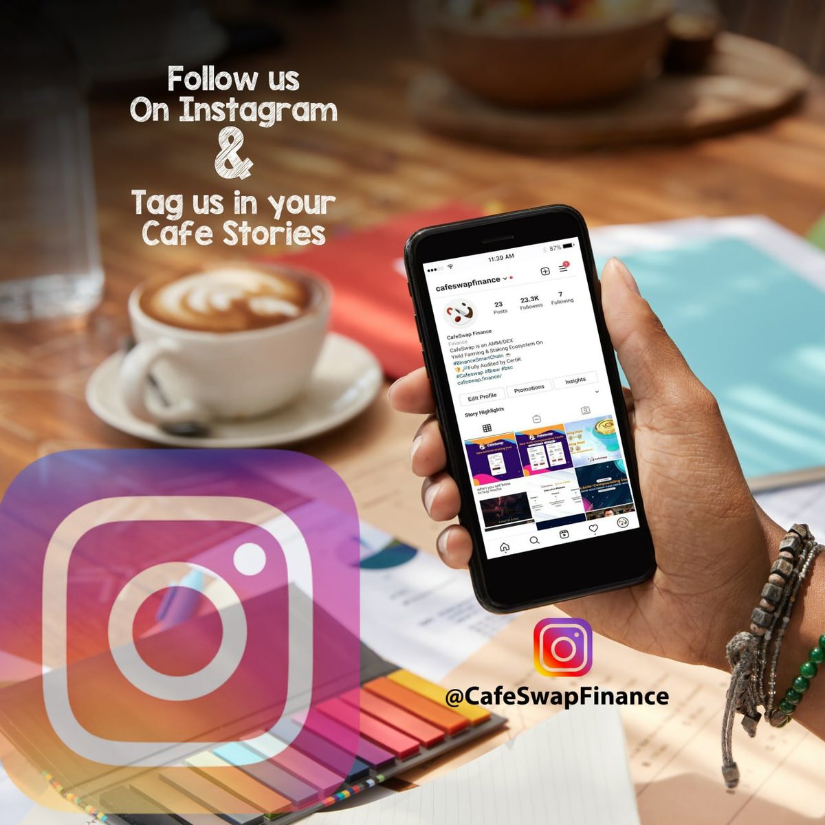 CafeSwapFinance's tweet photo. #InstaGiveaway Alert 🚨..!

You can get all our latest posts by following us on  Instagram 📸
👉 :https://t.co/i8WeIfdIpM

Follow &amp; Tag us in your Instagram story within next 3 days. 
Top 10 best stories win 5 $BREW ☕ Each.

🏆Winners Announcement will be done on Instagram #bsc https://t.co/N2SFqerLwU