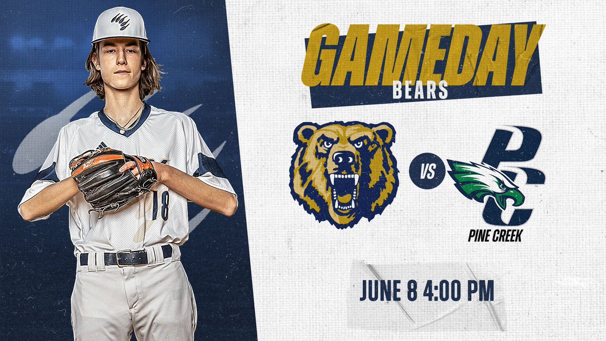 Baseball_PRHS's tweet photo. It’s GAME DAY! 

PR will taking on the Pine Creek Eagles at home today at 4pm in the final game of the PPAC tournament. It’s going to be a great day to watch the Bears on their home field! 
📷 credit: @skrastinsphoto 
#HIT
#RiseUp @PalmerRidgeAD @LewisPalmer38 @gazettepreps https://t.co/OuQLejiKIh