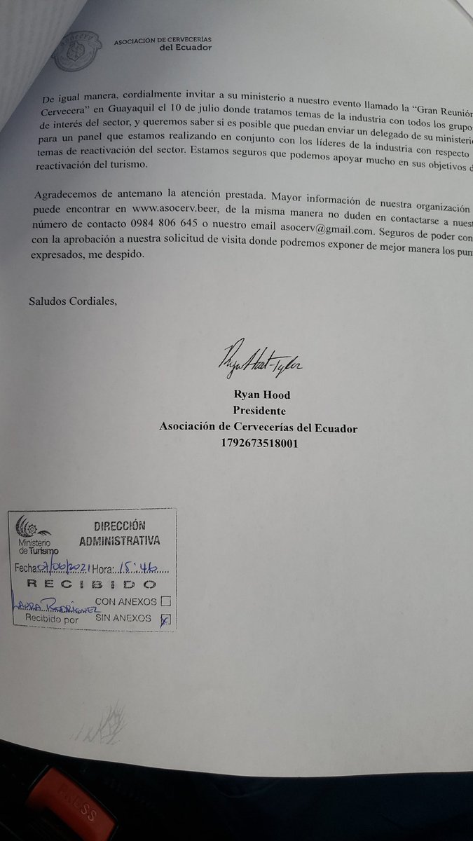 AsoCervEc's tweet photo. Hemos enviado formalmente al sr ministro @nielsolsenp nuestros mejores deseos en su gestión en tan importante institución @TurismoEc Igualmente, expresar nuestro apoyo. Esperamos poder tener un espacio para tratar temas de la industria ligados al #TurismoNacional https://t.co/wdLD5uzT4l