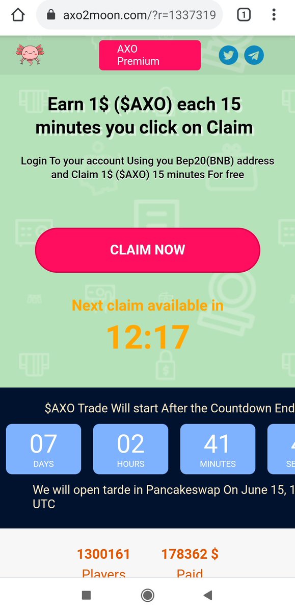 BooneKgHope's tweet photo. https://t.co/bx6gNrcQG5
Siz de bu siteden #AXO coin Kazımı yapabilirsiniz.#axo2moon
#BTC #btcturkpro #BTCUSD #xsp #XRPCommunity #HAMSTERToken #HAMSTERFINANCE #hamster #PITBULLTOKEN #Froge #ShibaCoin #SAFEMOONARMY #SAFEMARS #TRX #TRC20 #Huobi #PancakeSwap #Trustwallet #doge https://t.co/PvRUTnJZan