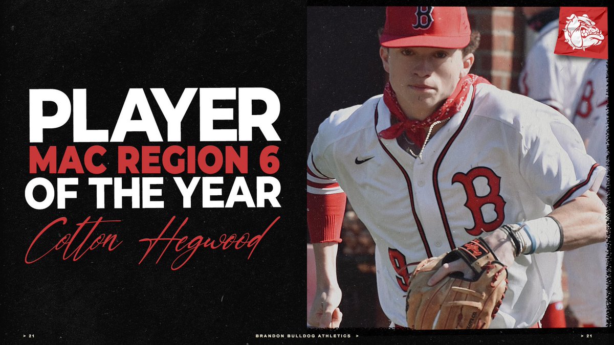 Brandon Bulldog Baseball (@brandonbulldog2) on Twitter photo Congrats to <a href="/HegwoodColton/">Colton Hegwood</a> on being names 6A Region 6 Player of the Year! <a href="/BrandonBulldogs/">Brandon Bulldog Athletics</a> #allbite Congrats to <a href="/HegwoodColton/">Colton Hegwood</a> on being names 6A Region 6 Player of the Year! <a href="/BrandonBulldogs/">Brandon Bulldog Athletics</a> #allbite